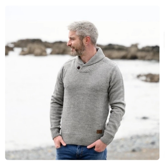 NWT Emerald Isle Mens Gray Aran Sweater, Size XL - Picture 2 of 6